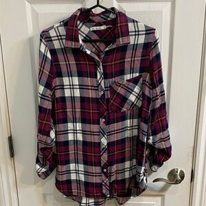 Kenneth Cole Reaction Soft Flannel Button down Shirt Women’s Size Large Fall
